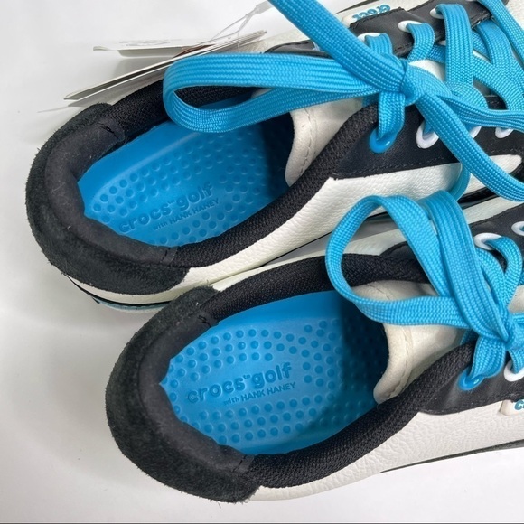NEW Crocs Golf Bradyn X Hank Haney Kiltie Blue White Laced Spiked Golf Sneakers - Picture 10 of 15